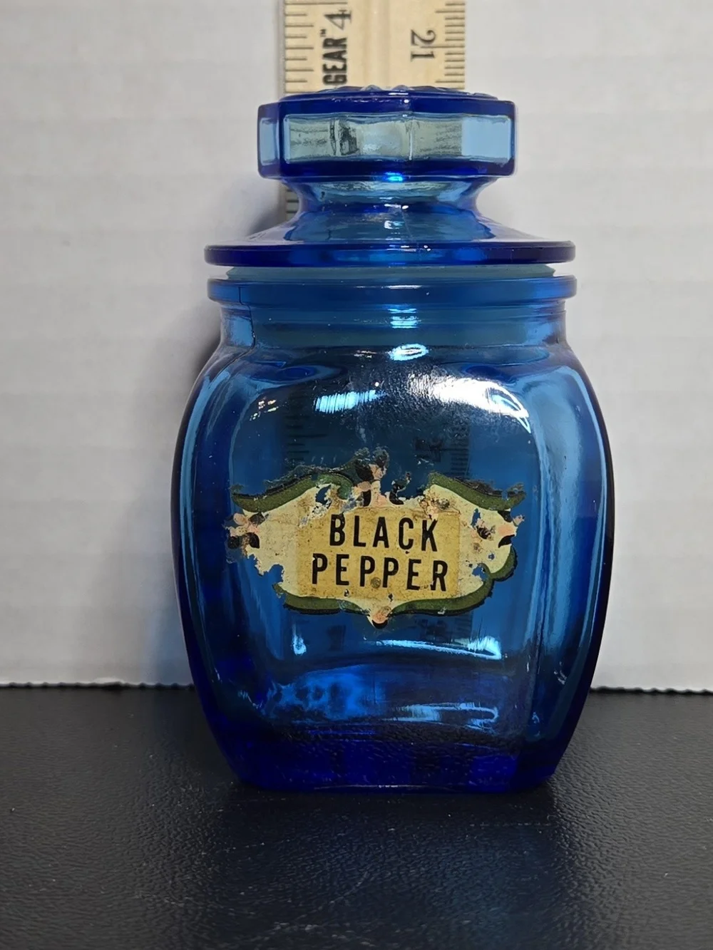 Cobalt Blue Glass Black Pepper Jar